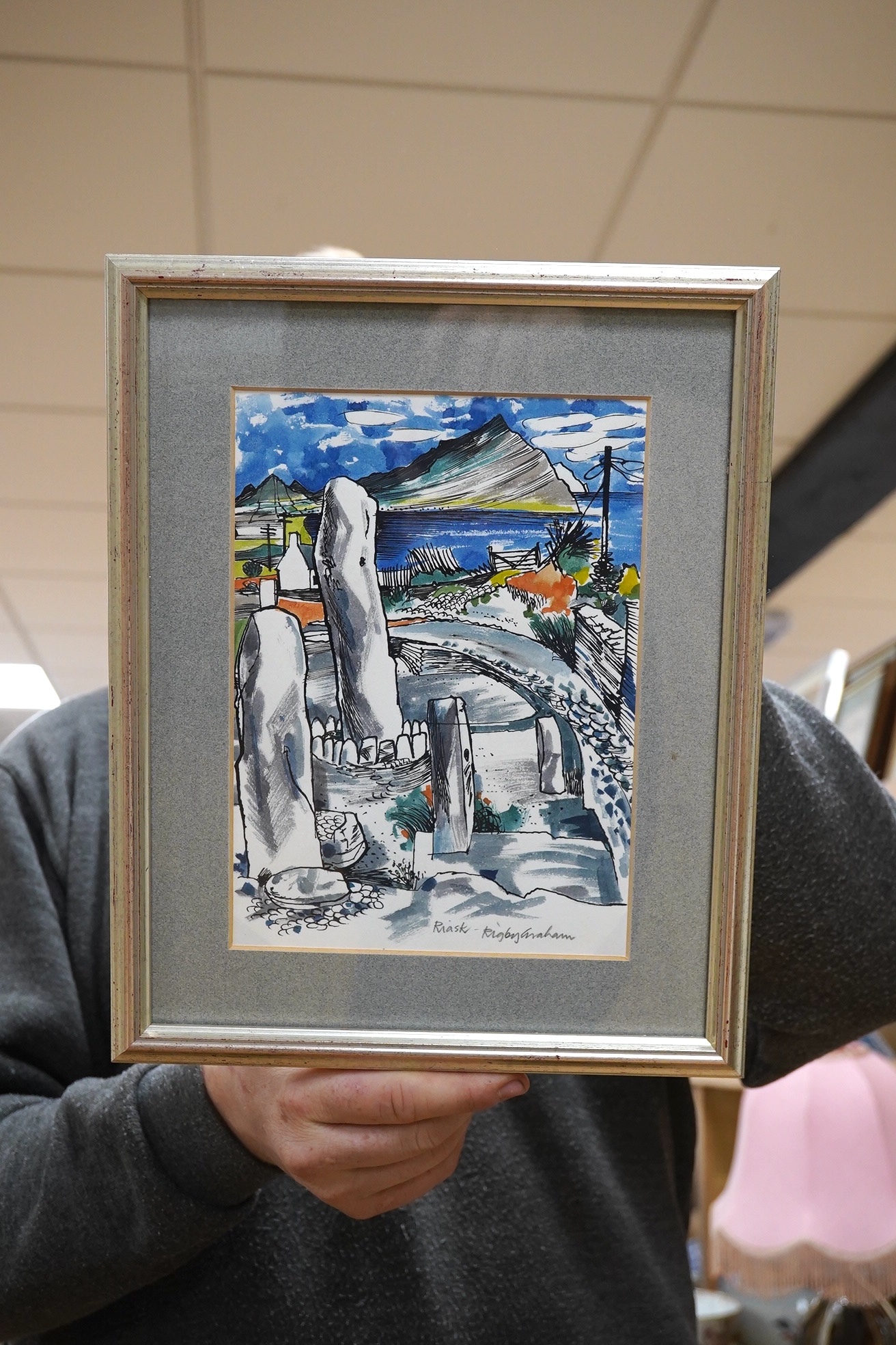 Rigby Graham (1931-2015), ink and watercolour, “Riask”, signed, 22 x 15cm. Condition - good